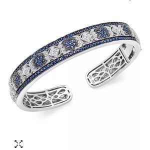 Macy’s blue sapphire, diamond bangle in sterling silver